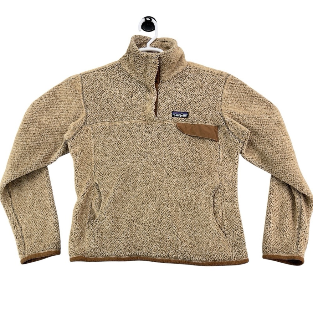 Patagonia Los Gatos Fleece Pullover Women's Medium Beige Brown Snap-T Jacket